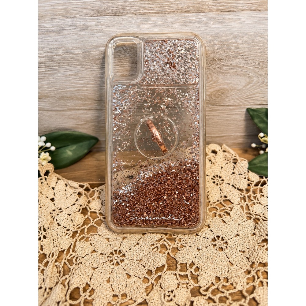 Case-Mate Rose Gold Waterfall Glitter Case with Ring Stand for iPhone X XS